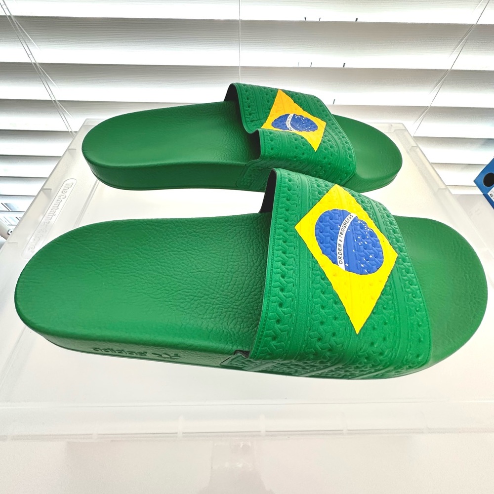 Adidas Originals Brazil Adilette Slides - Size 10 Men - Picture 2 of 6